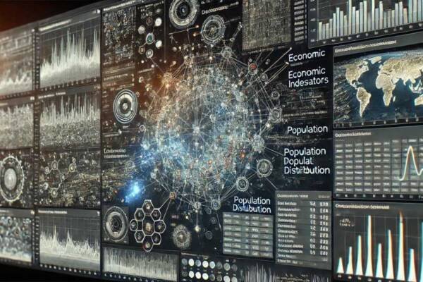 Representación gráfica de un modelo computacional complejo con múltiples variables.