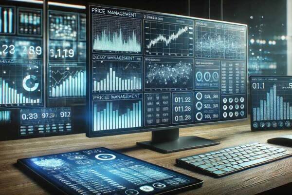 Visualización de datos organizados en una plataforma de inteligencia artificial para la optimización de precios.