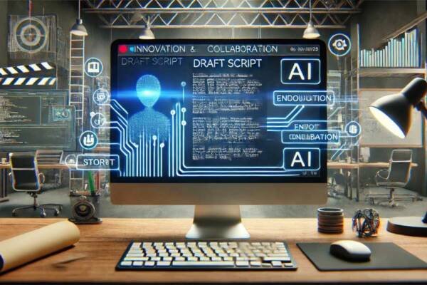 Pantalla con un borrador de guión generado por inteligencia artificial.