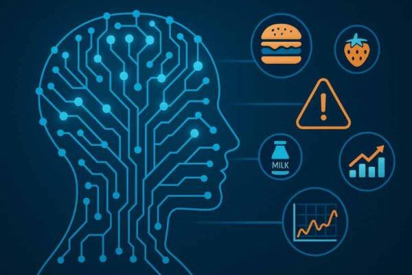Persona usando una app móvil con IA para escanear productos y detectar alérgenos
