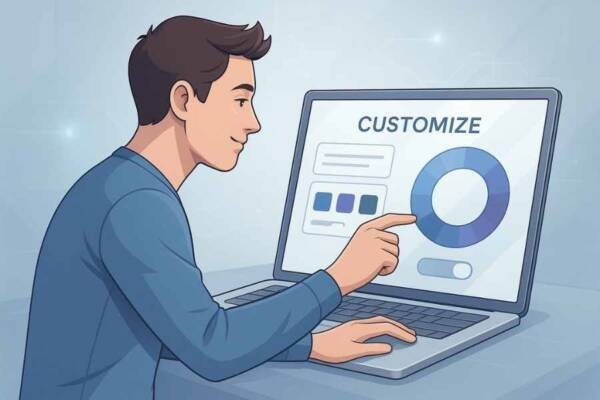 Cliente interactuando con un sistema de IA para personalizar un producto en línea