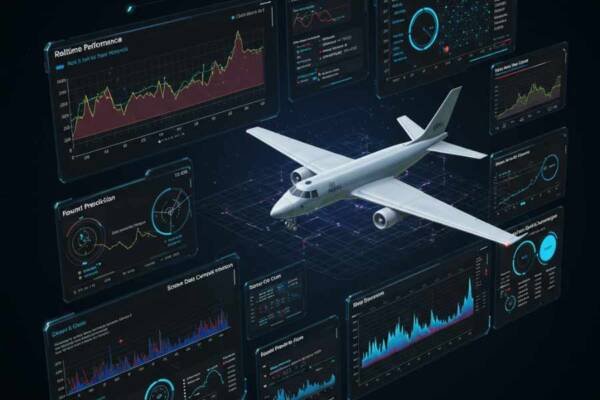 Simulación digital de pruebas de vuelo con gemelos digitales y modelado de comportamiento aéreo.
