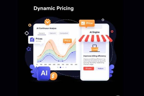 Visualizaci贸n de un sistema de precios din谩micos basado en IA ajustando precios en tiempo real seg煤n demanda.